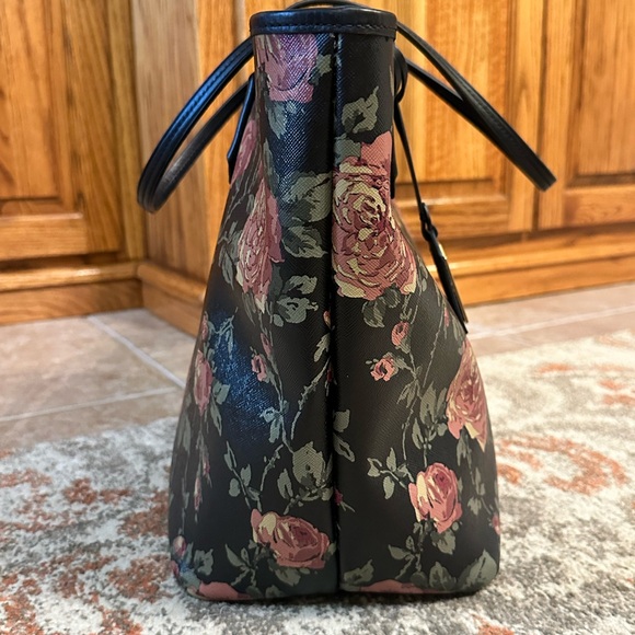 Lauren Ralph Lauren Rosebery Tote Synthetic Black Floral Print 19”x13” - Picture 4 of 9